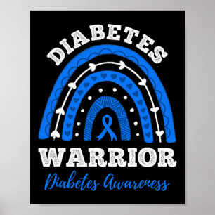 Poster Diabète Guerrier Bleu Ruban T1d Type 1 Diabète A