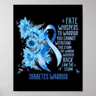 Poster Diabète Guerrier Ruban Bleu Papillon Diabète