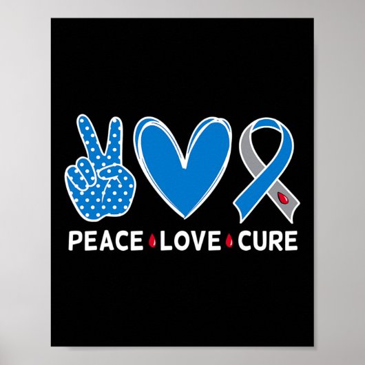 Poster Diabète Guerrier Sensibilisation Blue Peace Love C (Devant)