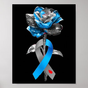 Poster Diabète Rose Fleur Guerrier Sensibilisation Diabét