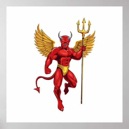 Poster Diable avec trident (Devant)