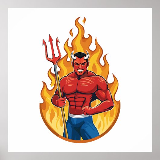 Poster Diable avec trident (Devant)