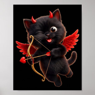 Poster Diable Cupidon Chat Art Mignon Ange Démon Chat Drô
