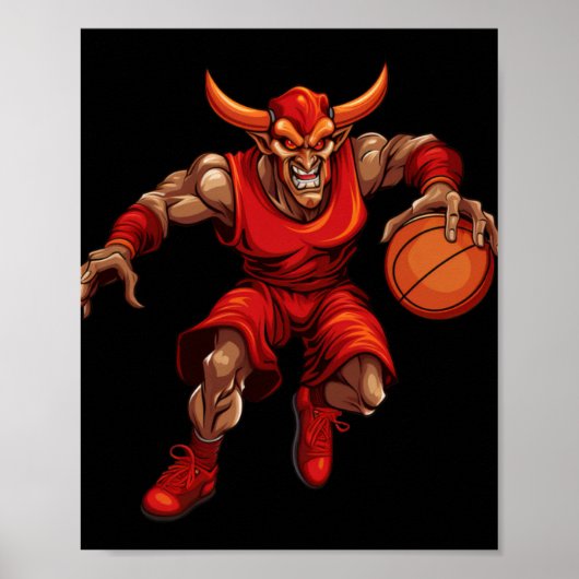 Poster Diable de basket-ball (Devant)