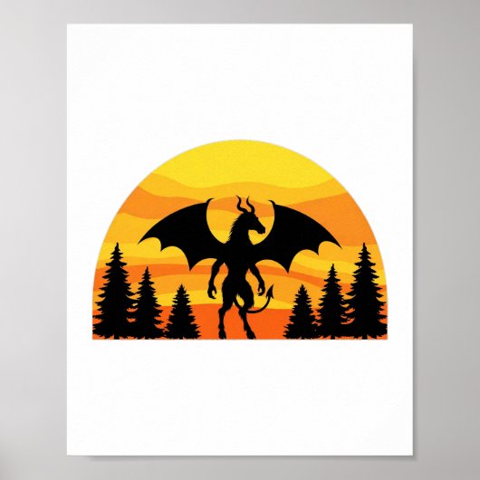 Poster Diable de Jersey Coucher de soleil — Cryptide Vint (Devant)
