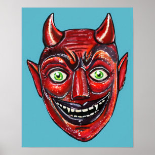 Poster Diable Rouge Vintage Halloweenies