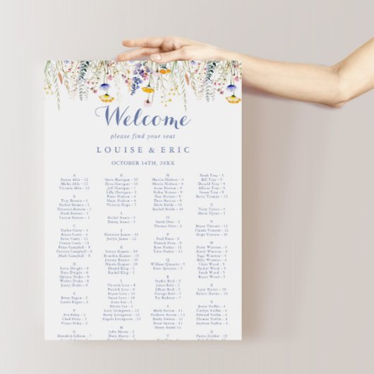 Poster Diagramme alphabétique Fleur sauvage multicolore