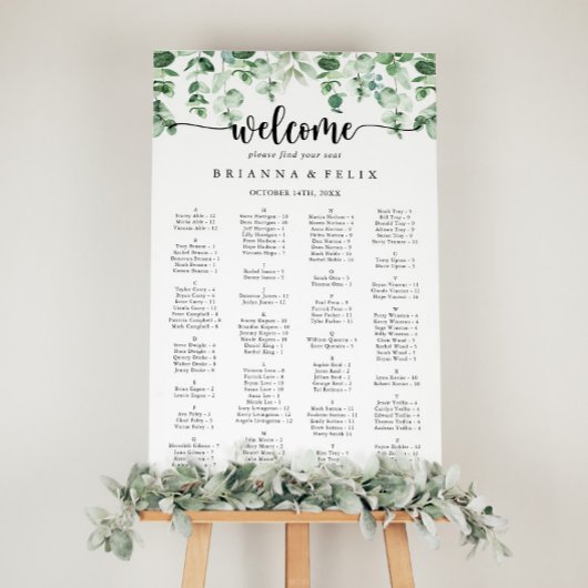 Poster Diagramme alphabétique minimaliste d'eucalyptus