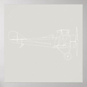 Poster Diagramme d'avion antique - Art de l'aviation COUL
