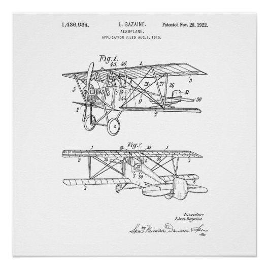Poster Diagramme de brevet d'avion (Devant)