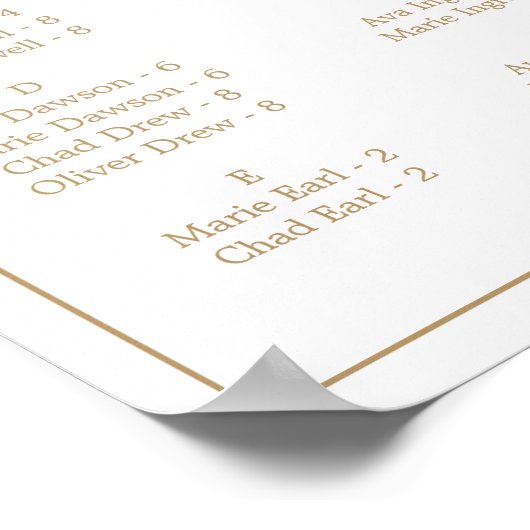 Poster Diagramme de siège horizontal minimal en or (Coin)