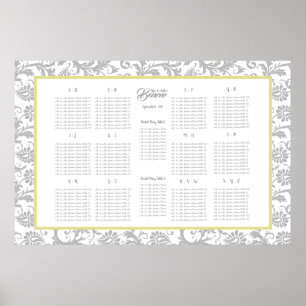 Poster Diagramme de sièges gris et iris jaune alphabétiqu