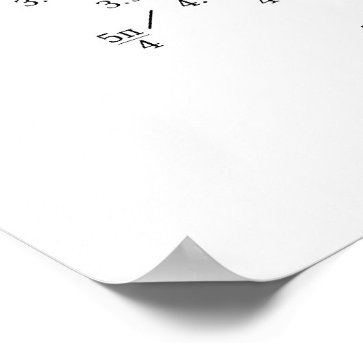 Poster Diagramme de trigonométrie de conversion de degrés (Coin)