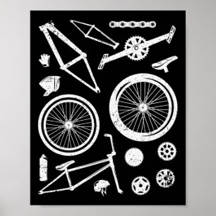 Poster Diagramme des pièces de vélo démontées pour le vél