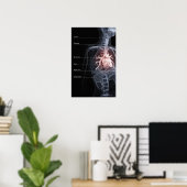 Poster Diagramme du système respiratoire et du coeur (Bureau à domicile)