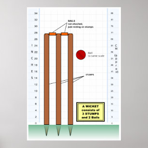 Poster Diagramme d'un guichet du jeu du cricket