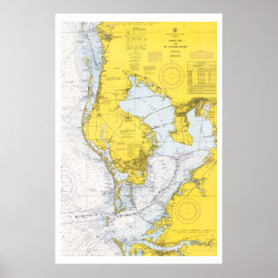 Poster Diagramme nautique vintage de Tampa Bay