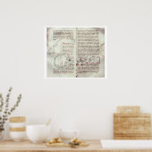 Poster Diagrammes des mesures et du texte (vellum) (Cuisine)