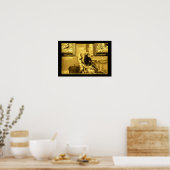Poster DIALECTIQUE ,noir,jaune or (Cuisine)