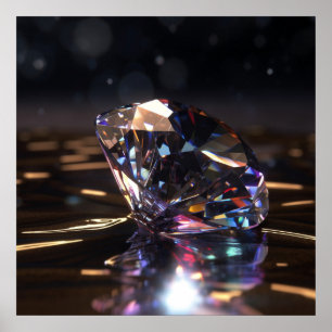 Poster Diamant poli, zoom brillant en pierres gemmes