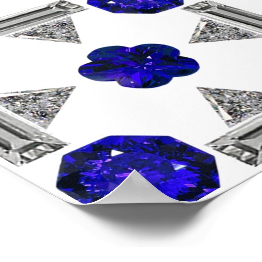 Poster Diamant Sapphire Gemstone Art, Bleu (Coin)