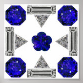 Poster Diamant Sapphire Gemstone Art, Bleu (Devant)