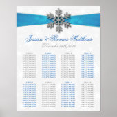 Poster Diamante Snowflake & Blue Ribbon Mariage d'hiver (Devant)