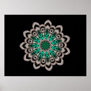 Poster Diamants et kaléidoscope d'émeraudes