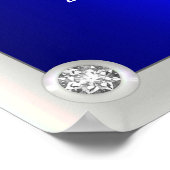 Poster Diamants et perles de luxe Mariage bleu Bienvenue (Coin)