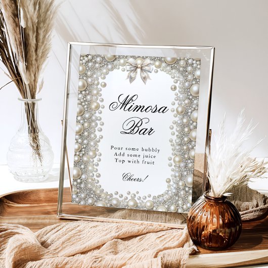 Poster Diamants et perles Douche nuptiale Mimosa Bar