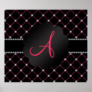 Poster Diamants roses noirs de monogramme