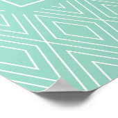 Poster Diamants vintages Blanc Turquoise Turquoise (Coin)