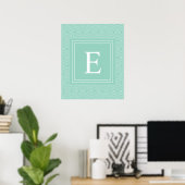 Poster Diamants vintages Blanc Turquoise Turquoise (Bureau à domicile)