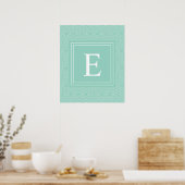 Poster Diamants vintages Blanc Turquoise Turquoise (Cuisine)