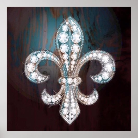 Poster Diamond Fleur de Lis Bois (Devant)