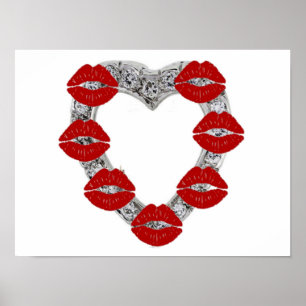 Poster Diamond Heart met Kisses