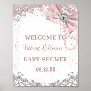 Poster Diamond Pearl Blush rose Girly Elegance Baby showe