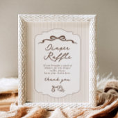 Poster Diaper raffle Bebe Cafe Brown Bow Handdrawn