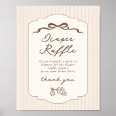 Poster Diaper raffle Bebe Cafe Brown Bow Handdrawn (Devant)