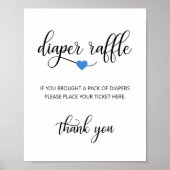 Poster DIAPER RAFFLE Billet SIGNE Baby shower noir blanc (Devant)