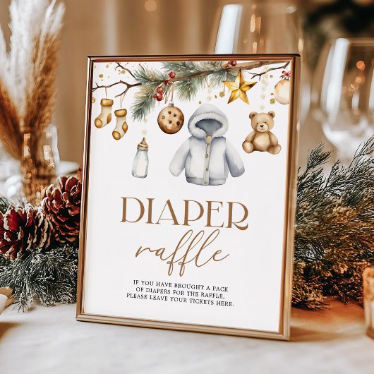Poster Diaper Raffle Boho Christmas Holiday Baby Shower