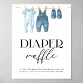 Poster Diaper Raffle Denim Blue Jean Baby Shower (Devant)