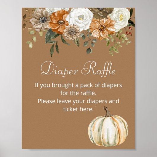 Poster Diaper Raffle Jeu Automne Citrouille Rustique Brow (Devant)