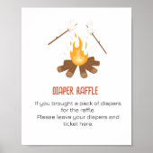Poster Diaper Raffle Jeu Smore Baby shower de feu de camp (Devant)