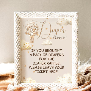 Poster Diaper Raffle Jeu Teddy Ballons d'ours ThemeSign
