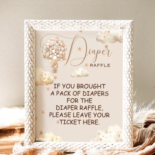 Poster Diaper Raffle Jeu Teddy Ballons d'ours ThemeSign