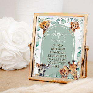 Poster Diaper Raffle Jungle Animaux Eucalyptus Jeu