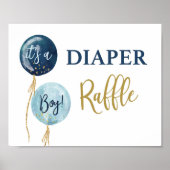 Poster Diaper Raffle marine bleu baby shower garçon (Devant)
