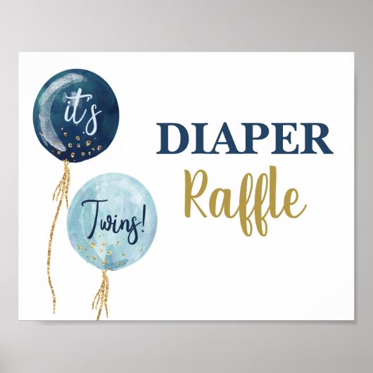 Poster Diaper Raffle marine bleu twin boys signe (Devant)