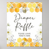 Poster Diaper Raffle Signal Miel Jaune Abeille Thème (Devant)